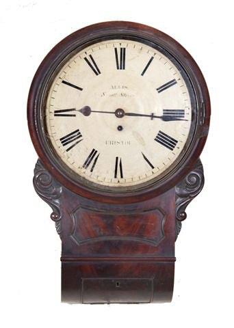 Appraisal: A REGENCY MAHOGANY DROP DIAL TIME PIECE with white enamel