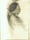 Appraisal: CHARCOAL DRAWING - 'Joseph Long Elk' Profile Portrait of Indian