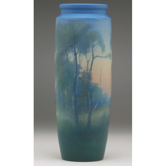 Appraisal: Good Rookwood vase Vellum glaze with an elaborate landscape decoration