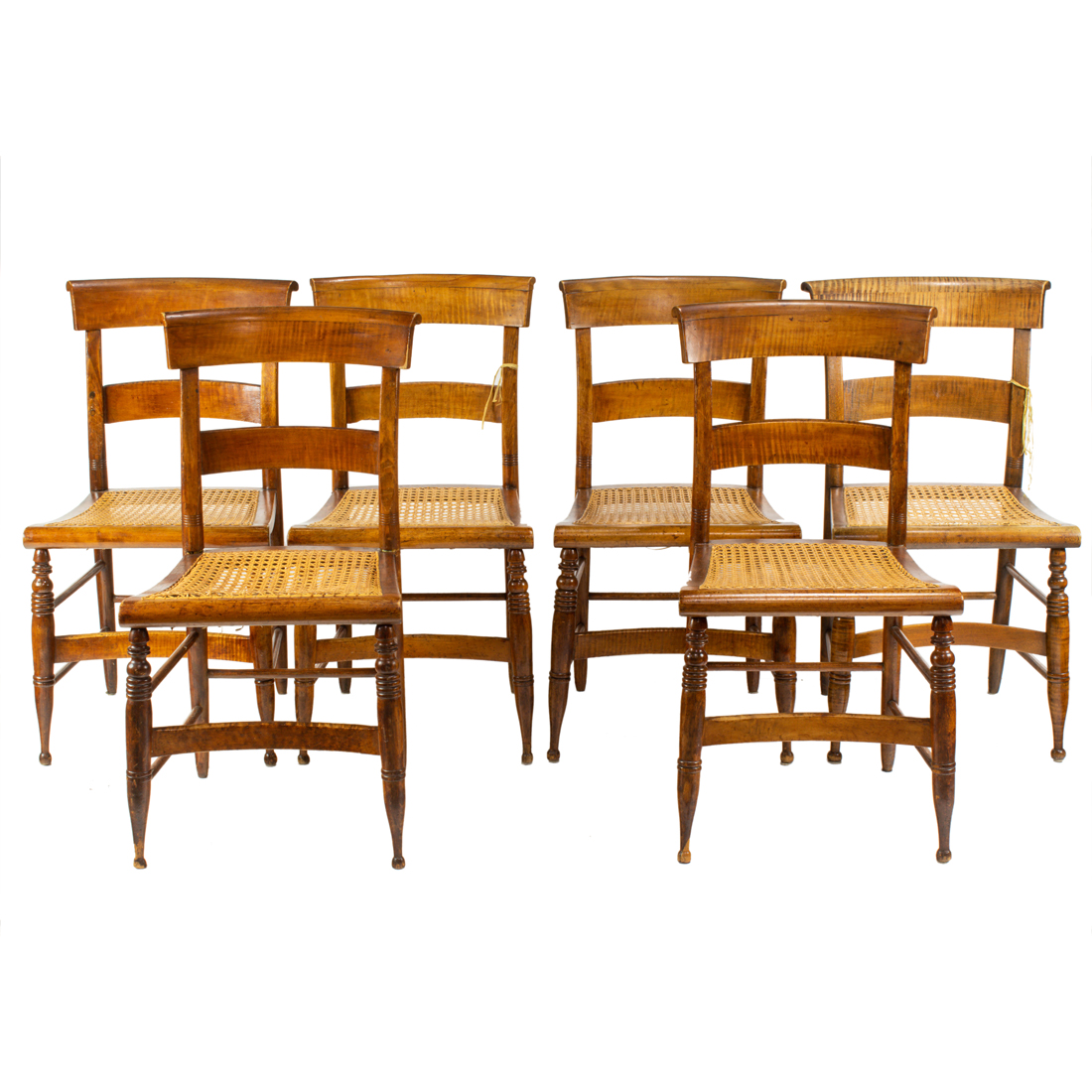 Appraisal: LOT OF FEDERAL TIGER MAPLE DINING CHAIRS CIRCA Lot of