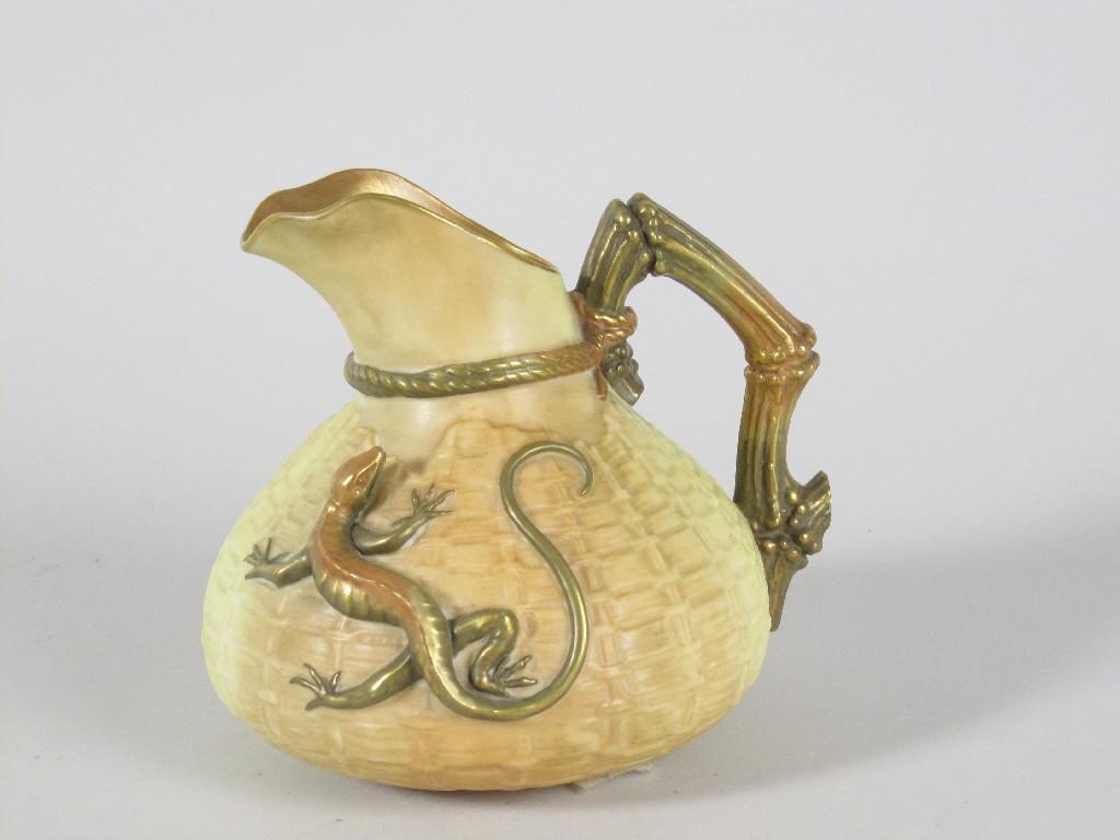 Appraisal: A Royal Worcester blush ivory Lizard Jug with moulded handle