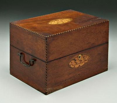 Appraisal: th century spirits case hinged top opening to velvet-lined fitted