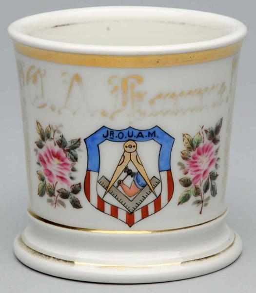 Appraisal: Masonic Shaving Mug Gilt name T A Haram Nice image