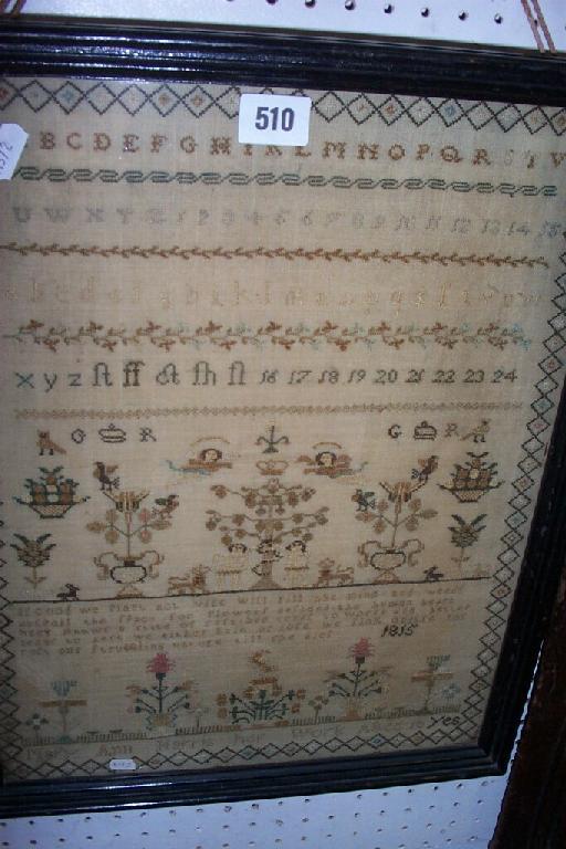 Appraisal: An early th century needlework sampler by Mary Ann Harris