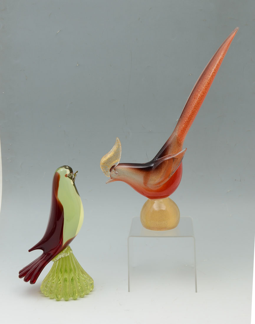 Appraisal: PIECE VENETIAN GLASS FIGURAL BIRDS piece Italian Venetian glass bird