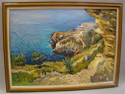 Appraisal: FROM THE OFFICE OF SENATOR WARNER COASTAL SCENE Oil on