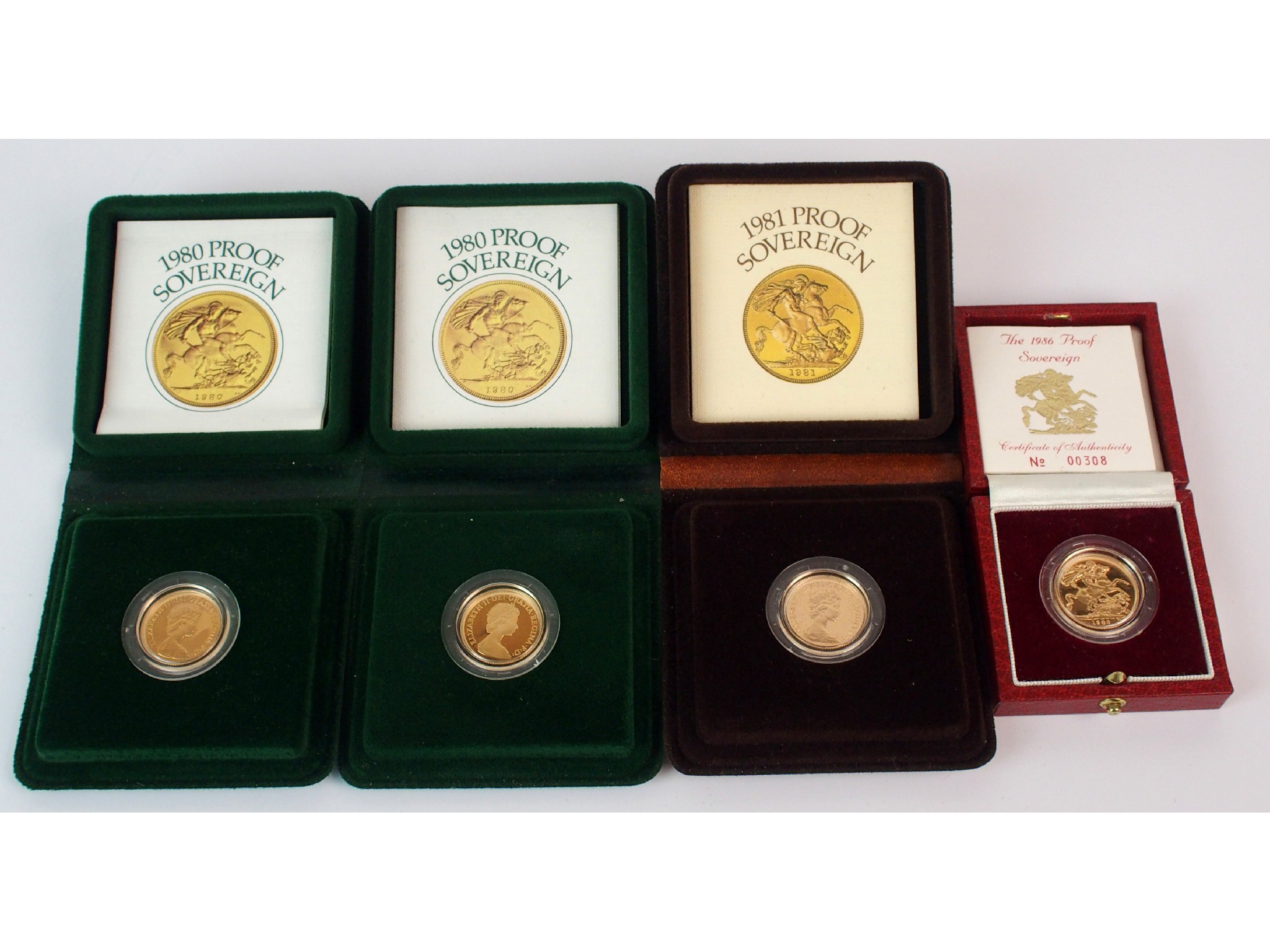 Appraisal: Great Britain proof gold sovereignscomprising two sovereigns sovereign and sovereign