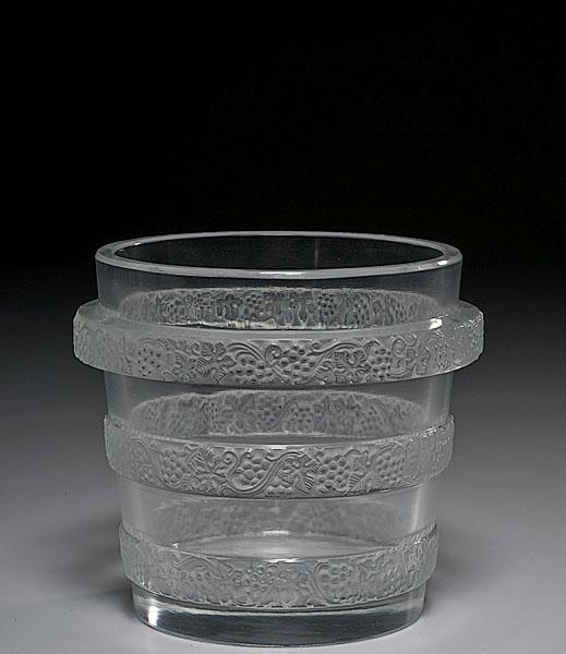 Appraisal: LALIQUE GRAPEVINE BAND VASE French mid th century A clear