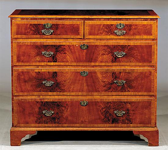 Appraisal: George III style inlaid mahogany chest of drawers circa rectangular