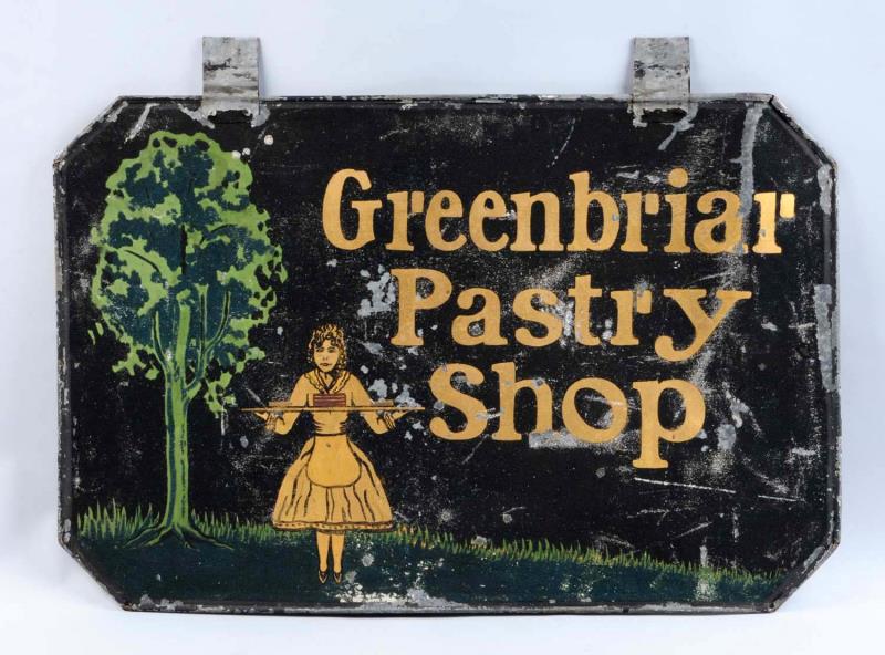 Appraisal: Greenbriar Pastry Shop Early Sidewalk Sign Gold leaf and sandpaper