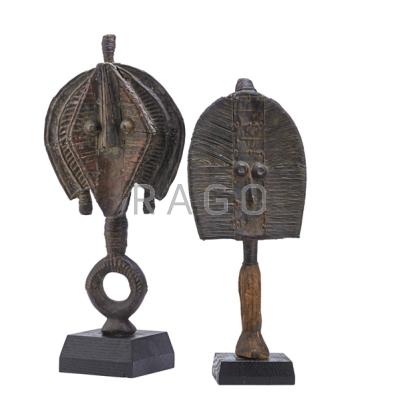 Appraisal: KOTA RELIQUARIES Two in metal and wood th c Taller