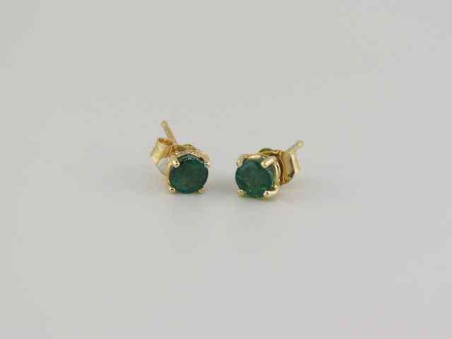 Appraisal: Emerald Stud Earrings carat total k yellow gold