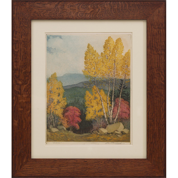 Appraisal: Leon Pescheret American - October color etching and aquatint c