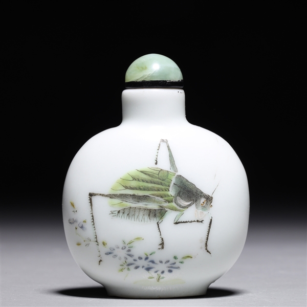 Appraisal: Antique Chinese enameled porcelain snuff bottle with insect designs to