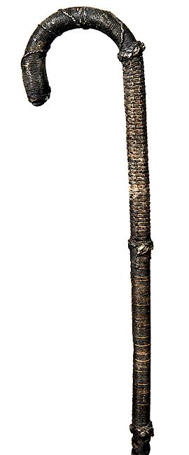 Appraisal: Dual Purpose Macram Cane- Ca - A fancywork macram sailor