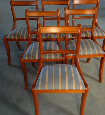 Appraisal: Duncan Phyfe - style Side Chairs With blue upholstered seats