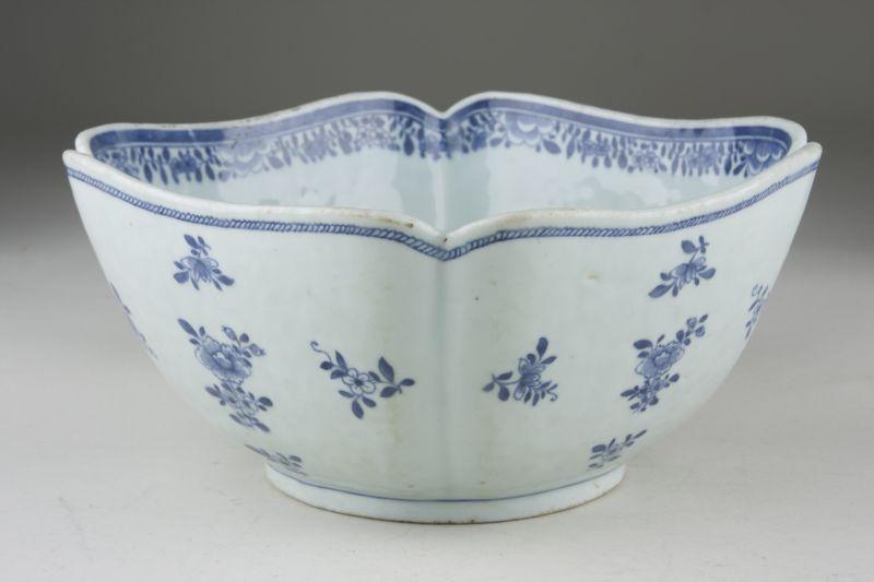 Appraisal: Chinese Export Blue White Porcelain Center Bowl late th c