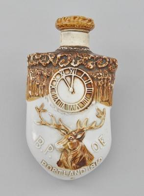 Appraisal: A Stoneware Pocket Flask Molded with the image of a