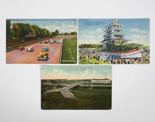 Appraisal: Three vintage Indy postcards two labeled the Overhead Auto Bridge