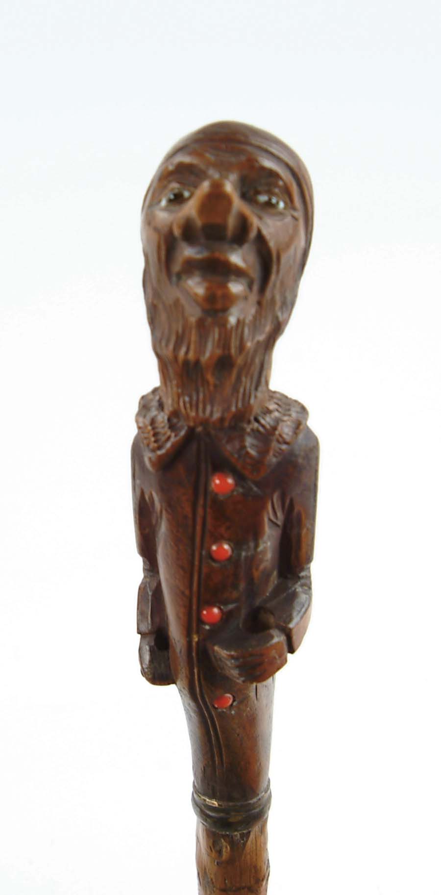 Appraisal: CANE CARVED MAN PIPE CANE Top - handle has carved