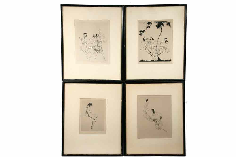 Appraisal: ETCHINGS - Four Compositions of Dancing Nymphs by Warren B