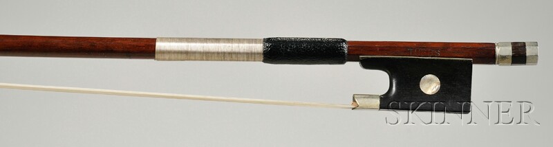 Appraisal: Nickel Mounted Viola Bow Bausch School the round stick stamped