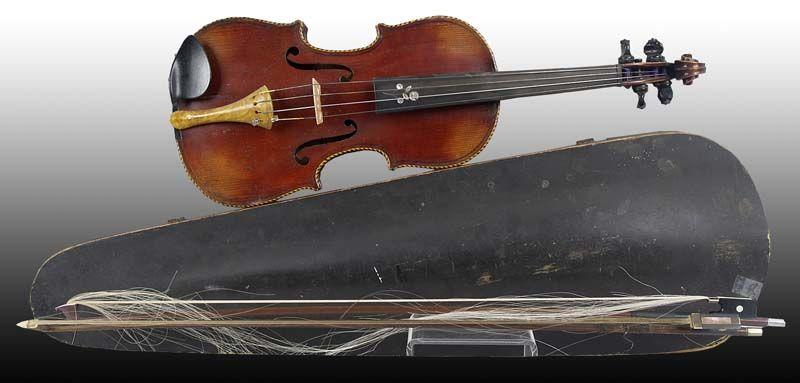 Appraisal: Antique Wood Violin with Pearl Inlay Description '' L Wood