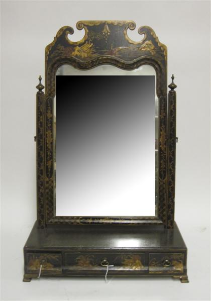 Appraisal: Continental green japanned dressing mirror th century