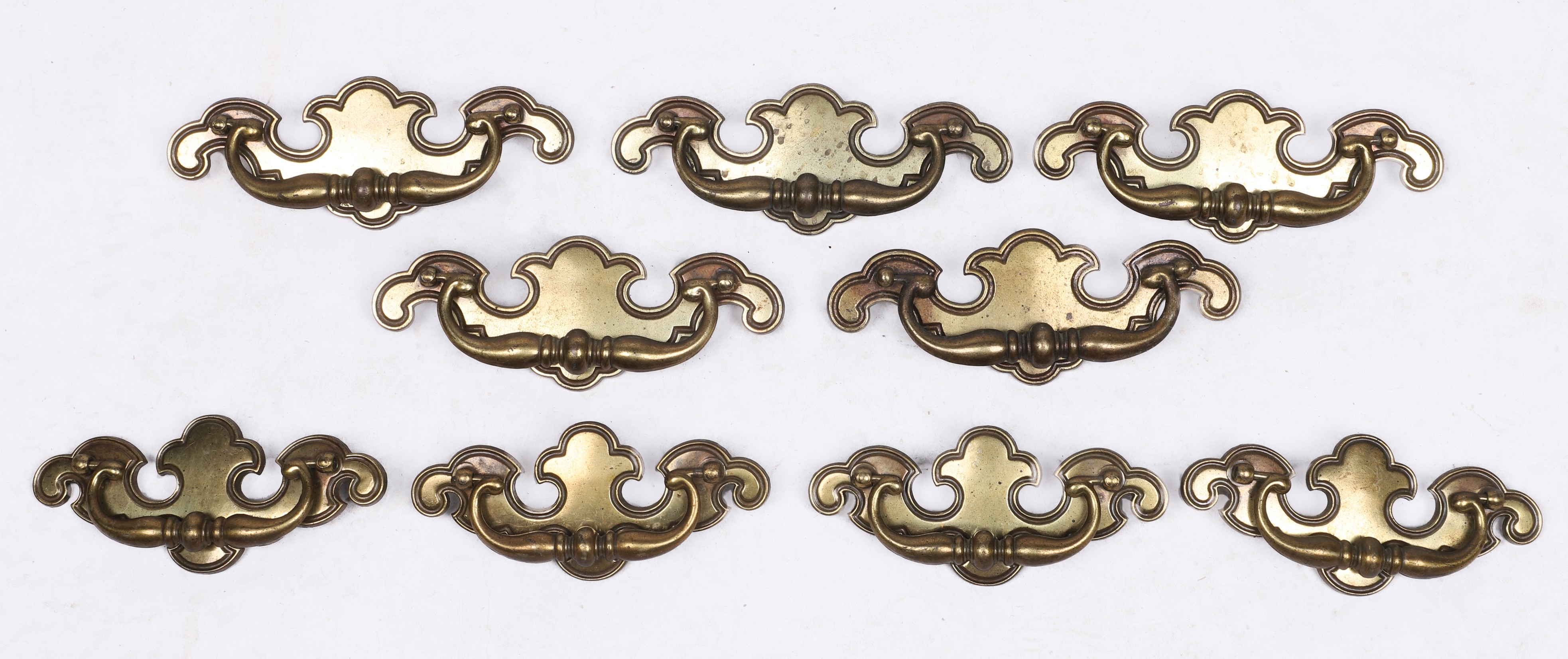 Appraisal: Keeler Brass Co embossed brass drawer pulls turned handles marked