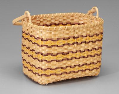 Appraisal: Cherokee shopping basket oak and maple splits with yellowroot and