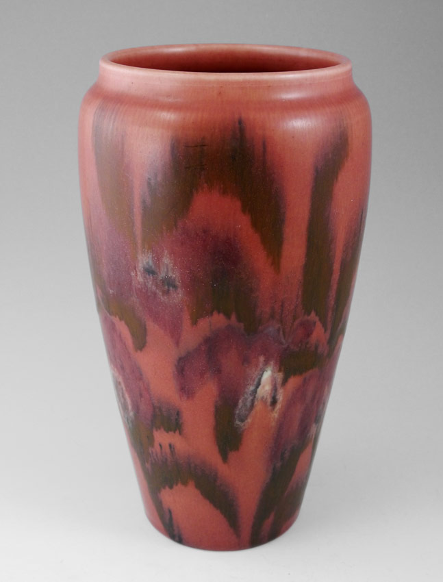 Appraisal: JENS JENSEN ROOKWOOD FLORAL VASE Stylized floral motif matte glaze