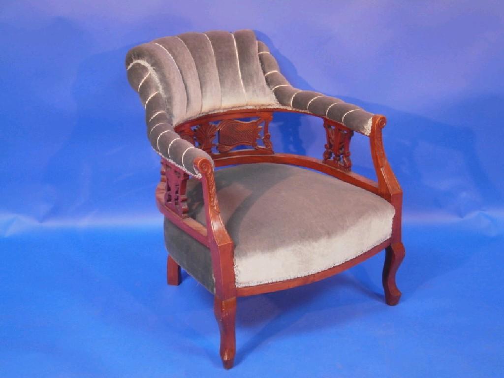 Appraisal: Late thC mahogany drawing-room tub chair raised on cabriole front