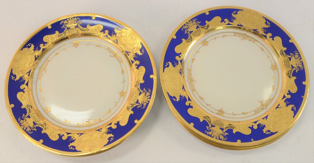 Appraisal: Set of Six Dresden Service Plates with high-relief gold and