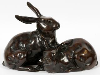 Appraisal: MODERN BRONZE SCULPTURE OF RABBITS MODERN BRONZE SCULPTURE OF RABBITS