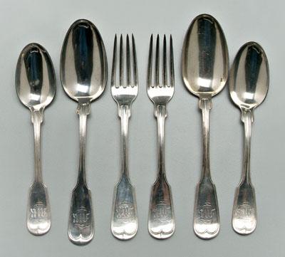 Appraisal: Gorham Thurber coin silver flatware Providence Rhode Island working -