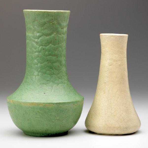 Appraisal: GRUEBY Two vases one covered in thick curdled matte green