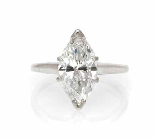 Appraisal: A Platinum and Diamond Solitaire Ring containing one marquise shape