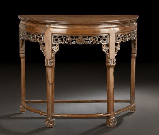 Appraisal: Good Chinese Rosewood Demi-lune Side Table ca - the top