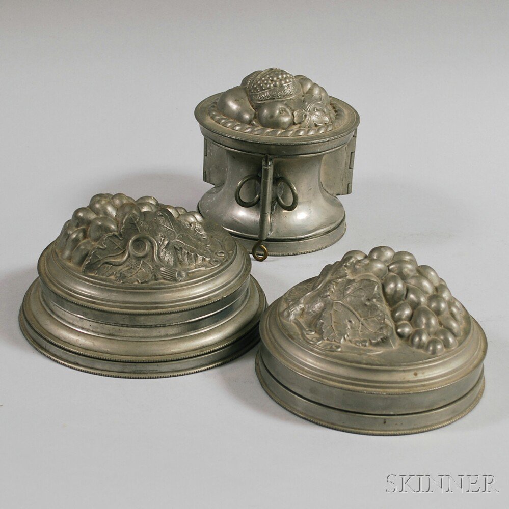 Appraisal: Three Pewter Culinary Molds England retailed by Bloomingdale's each mold