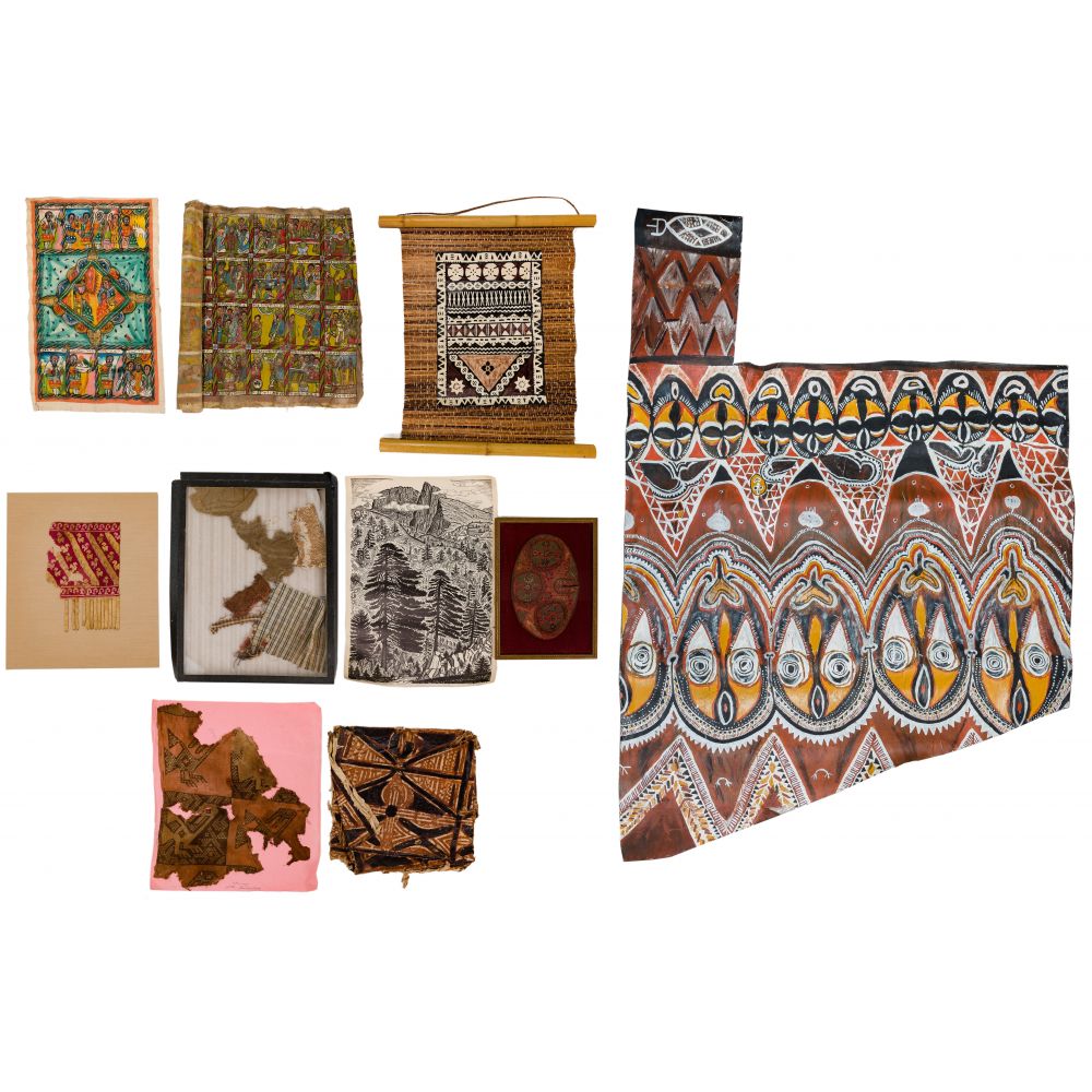 Appraisal: MULTI-CULTURAL ART AND TEXTILE ASSORTMENTApproximately items including Ethiopian paintings on