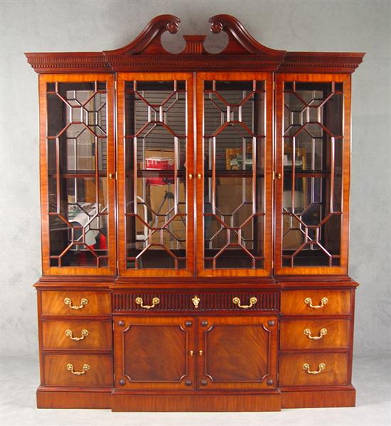 Appraisal: Henkel Harris Mahogany Triple Breakfront Late th Century Two piece