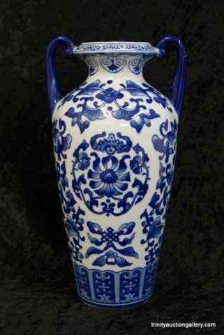 Appraisal: Large Blue on White Porcelain Urn VaseMade of fine porcelain