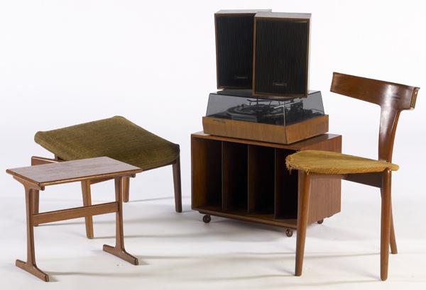 Appraisal: DANISH MODERN Teak furniture collection including a side chair side