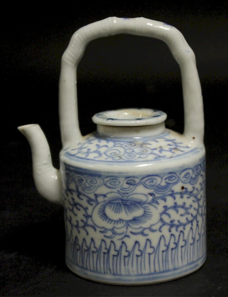 Appraisal: Chinese Qing Dynasty Blue and White Small Teapot unmarked with