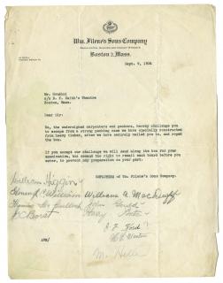 Appraisal: Houdini Harry Typed Letter Challenge to Harry Houdini from Wm