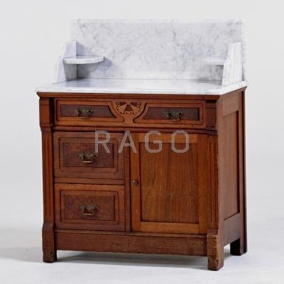 Appraisal: VICTORIAN Marble top wash stand Soft wood th c x