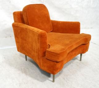 Appraisal: Orange Upholstered Modern Lounge Chair Concave a Orange Upholstered Modern