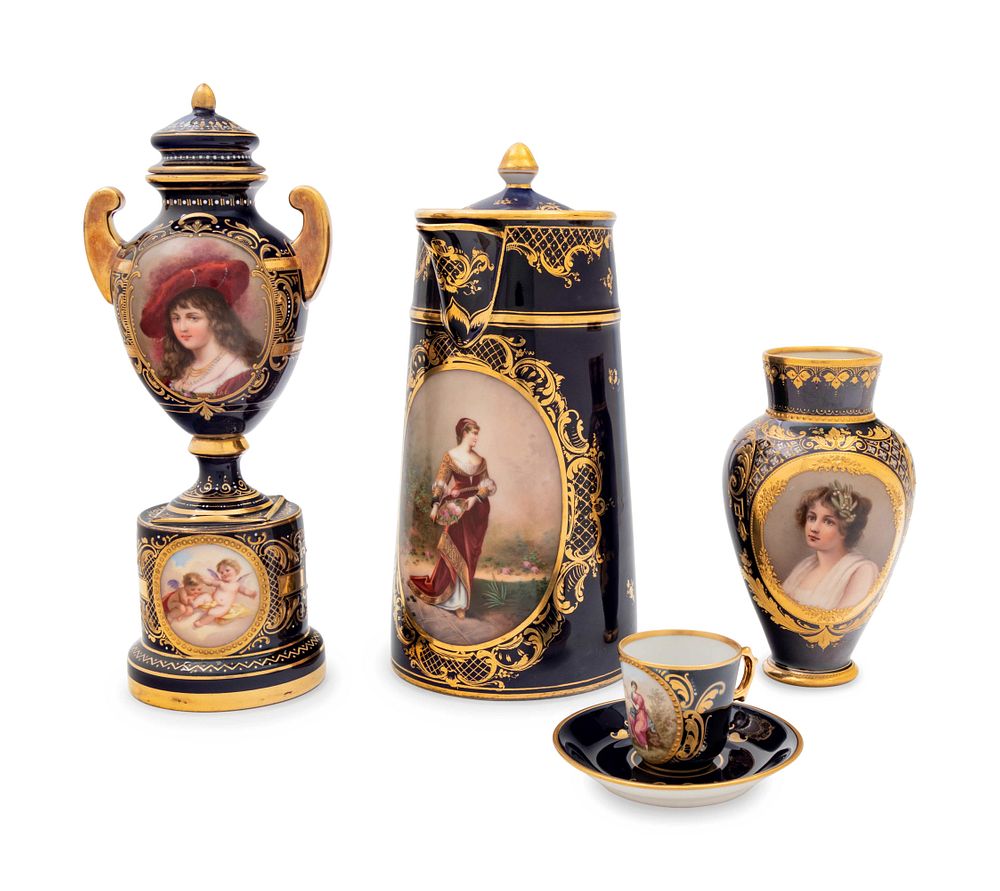 Appraisal: A Group of Vienna Painted and Parcel Gilt Porcelain Articles