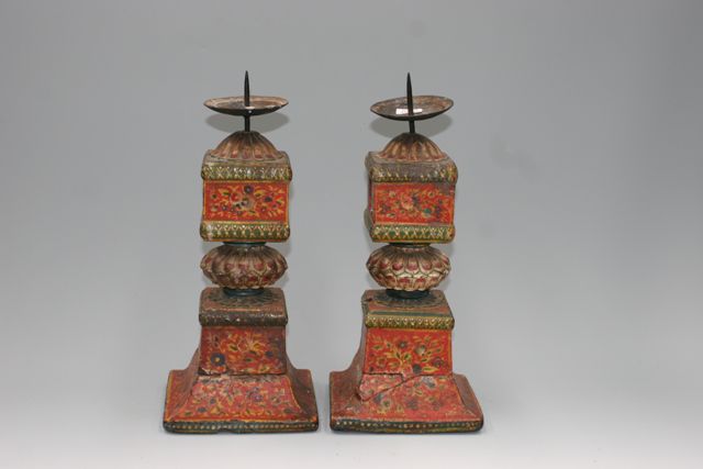 Appraisal: A pair of polychrome chowpoy legs painted and carved in