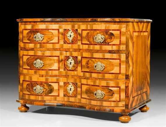 Appraisal: COMMODE Baroque South German th century Walnut burlwood and local